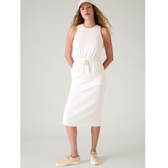 Athleta Medium Magnolia White Seasoft Midi Dress - Picture 1 of 7